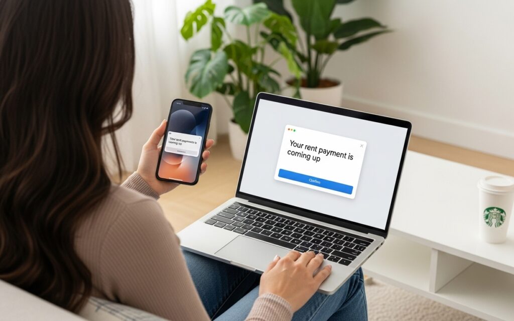 Rent payment reminders whatsapp email