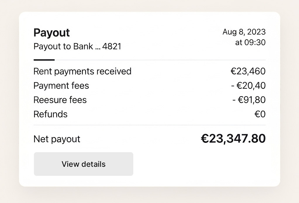 Rent payout details